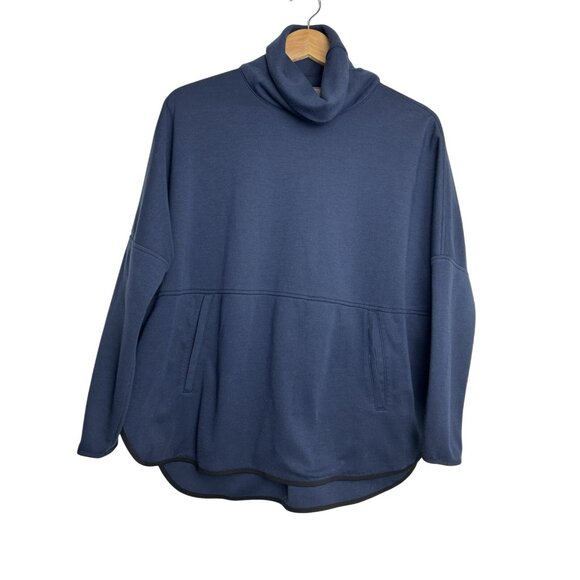The North Face Tops - The North Face Womens Navy Blue Funnel Neck Pullover Sweatshirt W/ Pockets XS